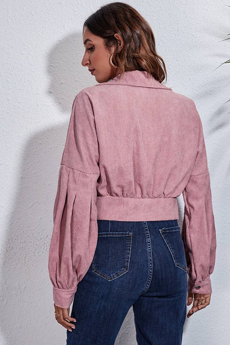 CWOJA1094_BALLOON SLEEVE CORDUROY SHORT JACKET