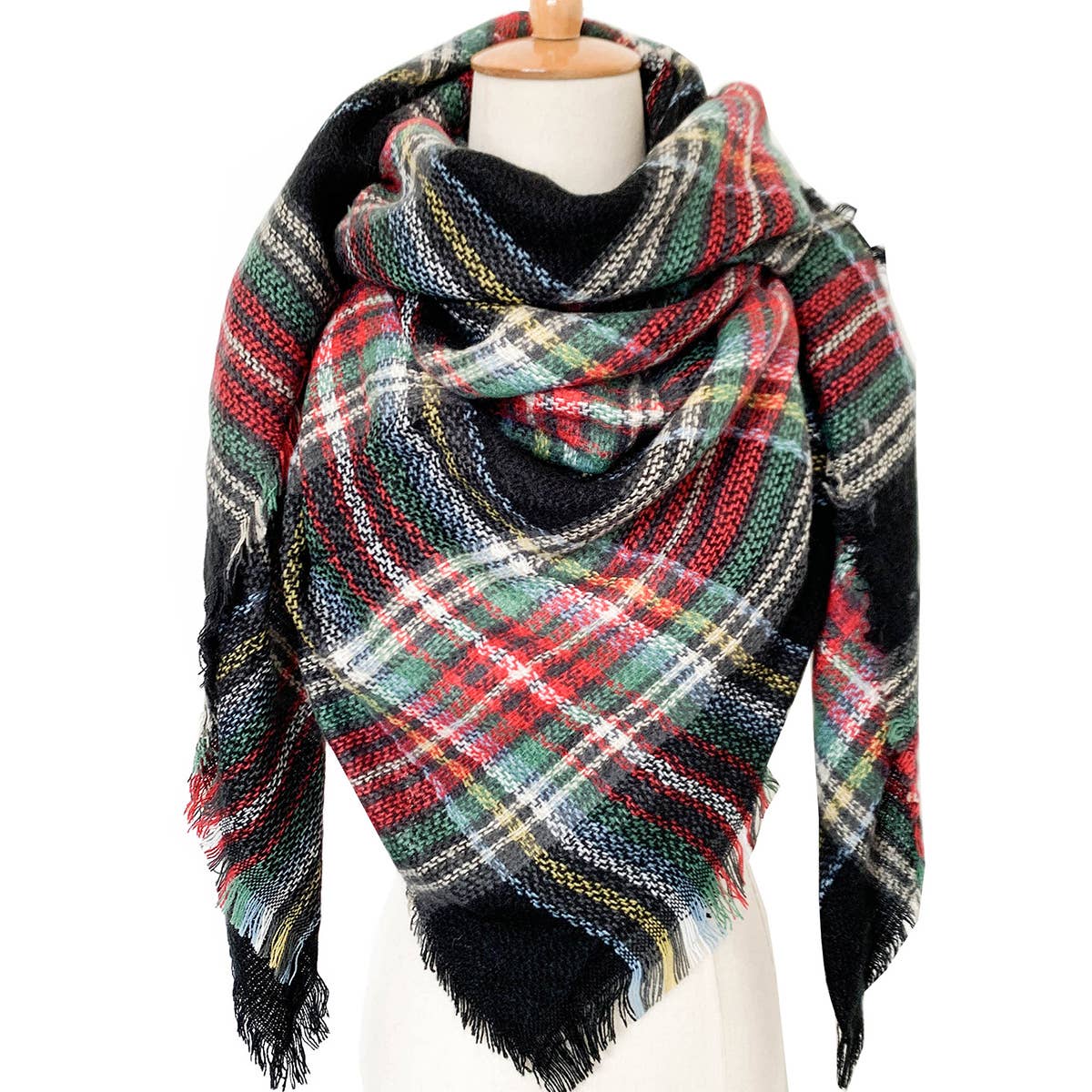 SOFT CHUNKY CHECKED GIANT SCARVES SHAWL CAPE_CWASC0107