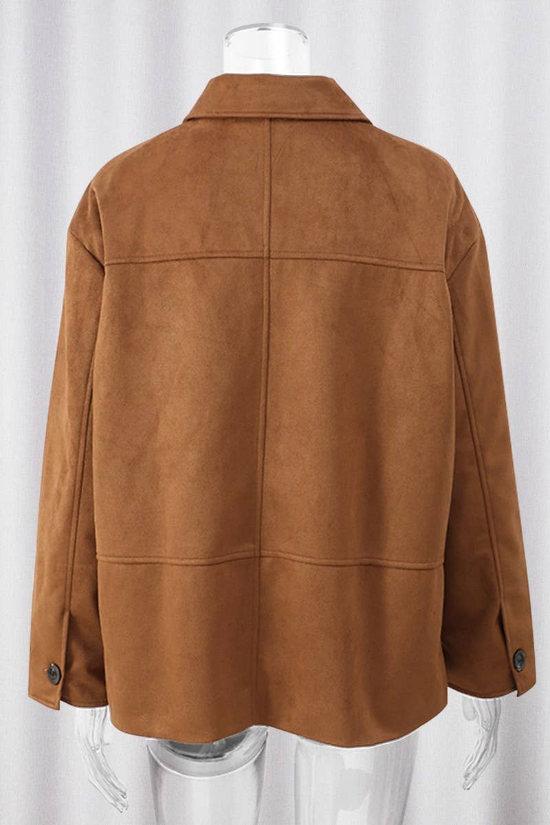 CWOCO0963_BROWN FROSTED LAPEL POCKET SINGLE-BREASTED JACKET