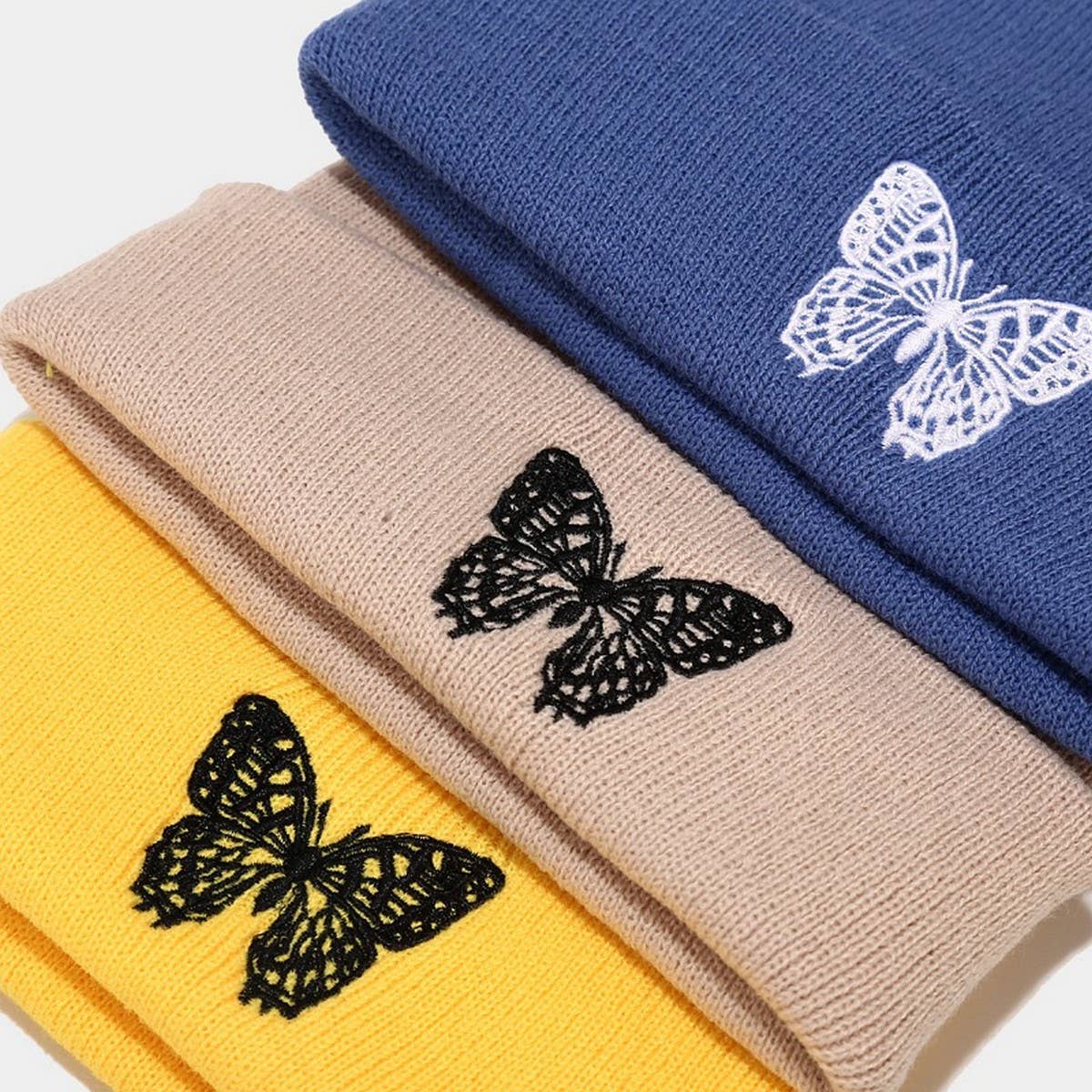 BUTTERFLY EMBROIDERY ALL-MATCH WARM KNITTED HAT_CWAH2132