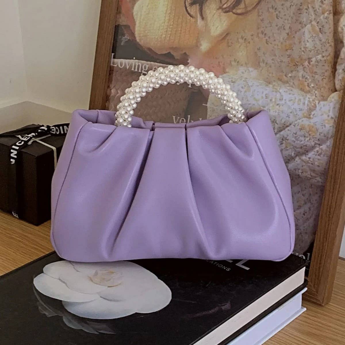 CWAB4845_FASHION PLEATED SWEET HANDBAG EVENING BAG