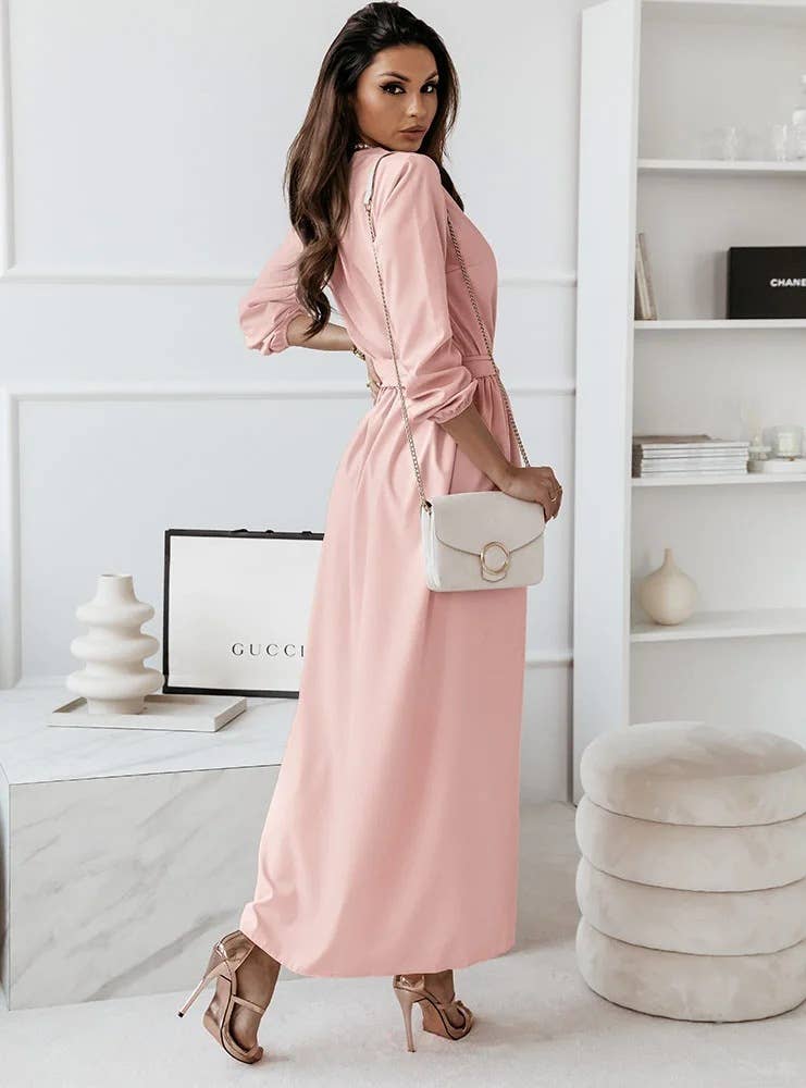 TEMPERAMENT WAIST SLIM SKIRT LONG SLEEVE DRESS