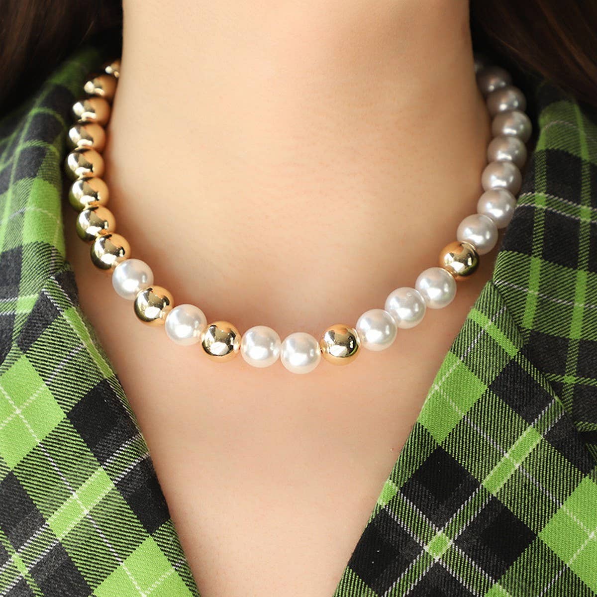 WOMEN'S ALL-MATCH METAL PEARL ELASTIC NECKLACE