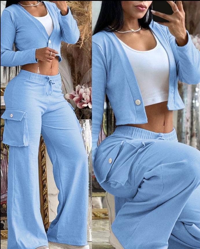 SOLID COLOR FASHION CASUAL SUIT FOR WOMEN