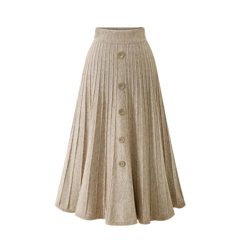 SINGLE BREASTED HIGH WAIST KNITTED SKIRT