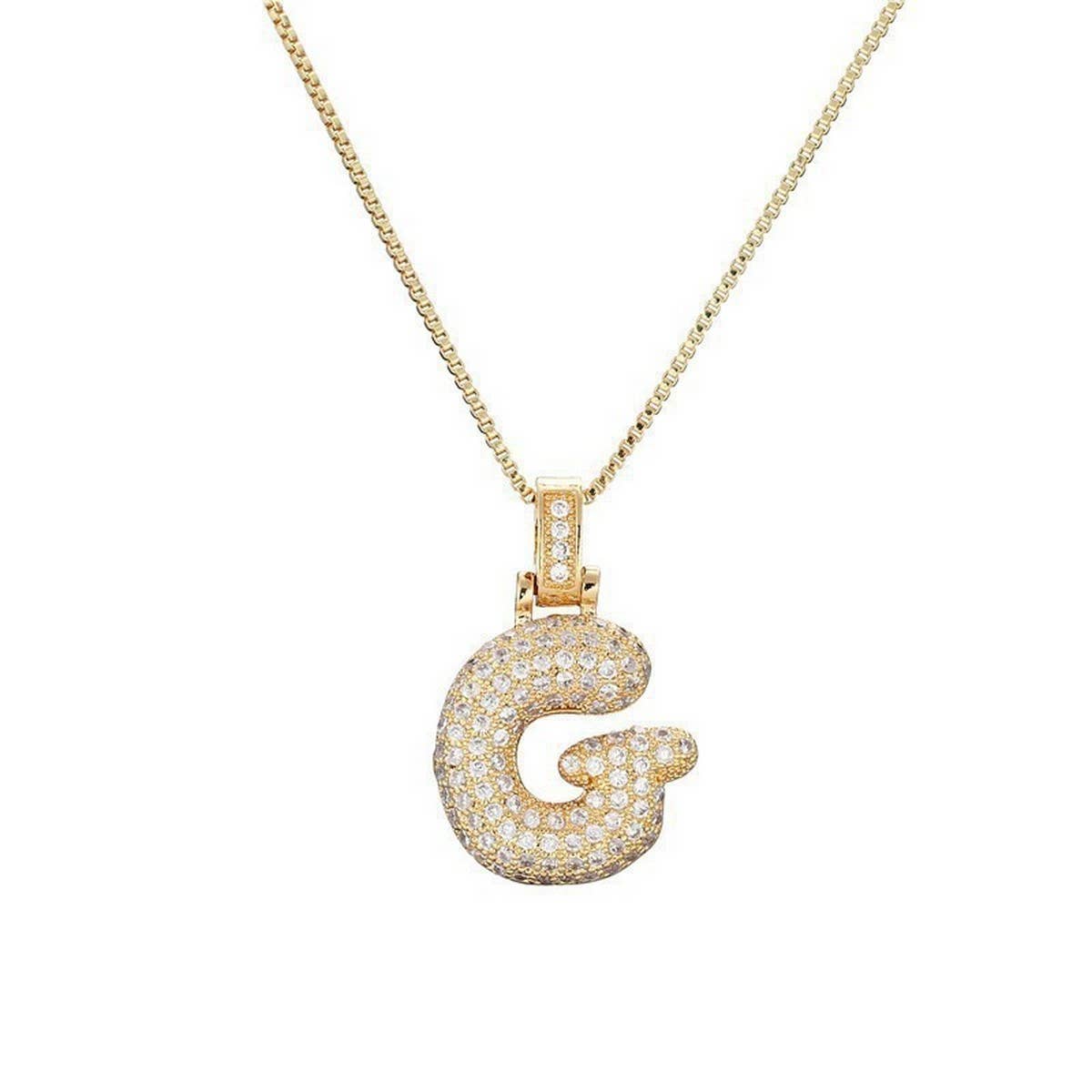 Copper Zirconia 26 Letters Pendant Necklace