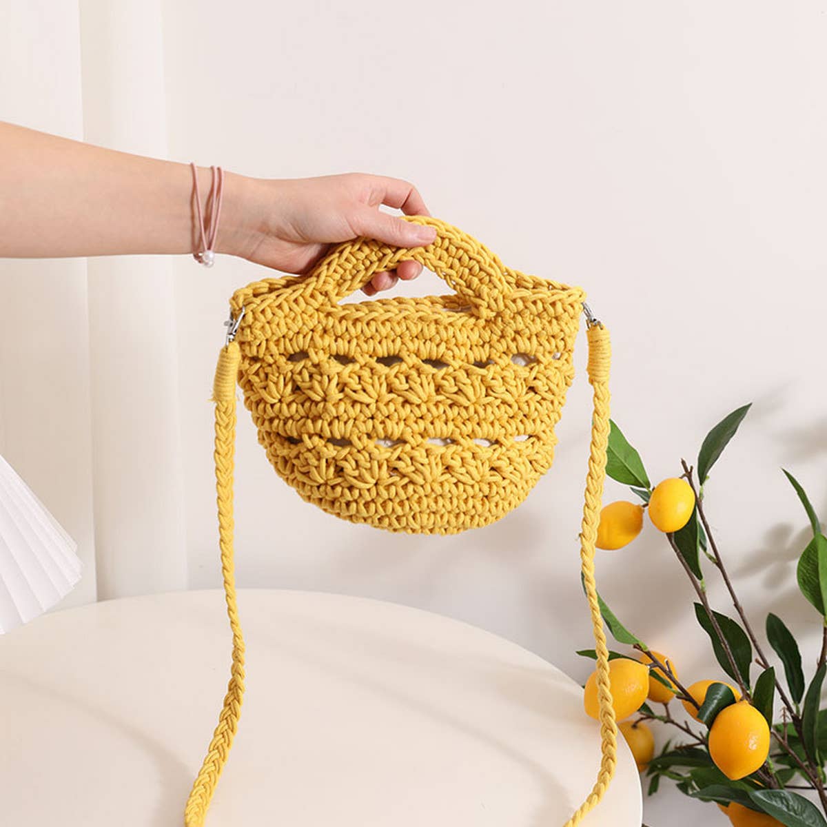 CROSSBODY HOLLOW COTTON WOVEN BAG BEACH BAG_CWAB1860