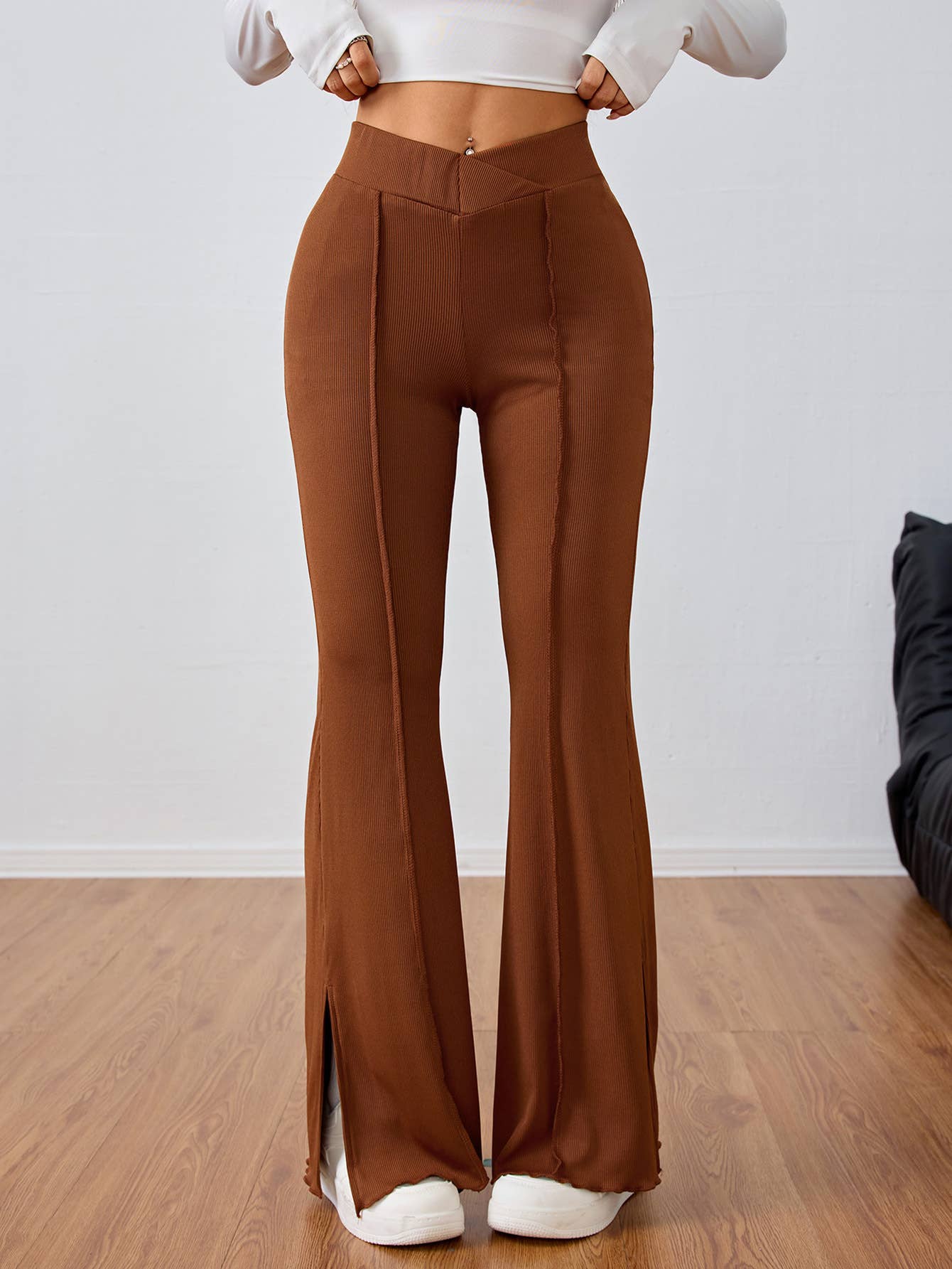 CASUAL ELASTIC-WAIST SLIMMING WIDE-LEG PANTS