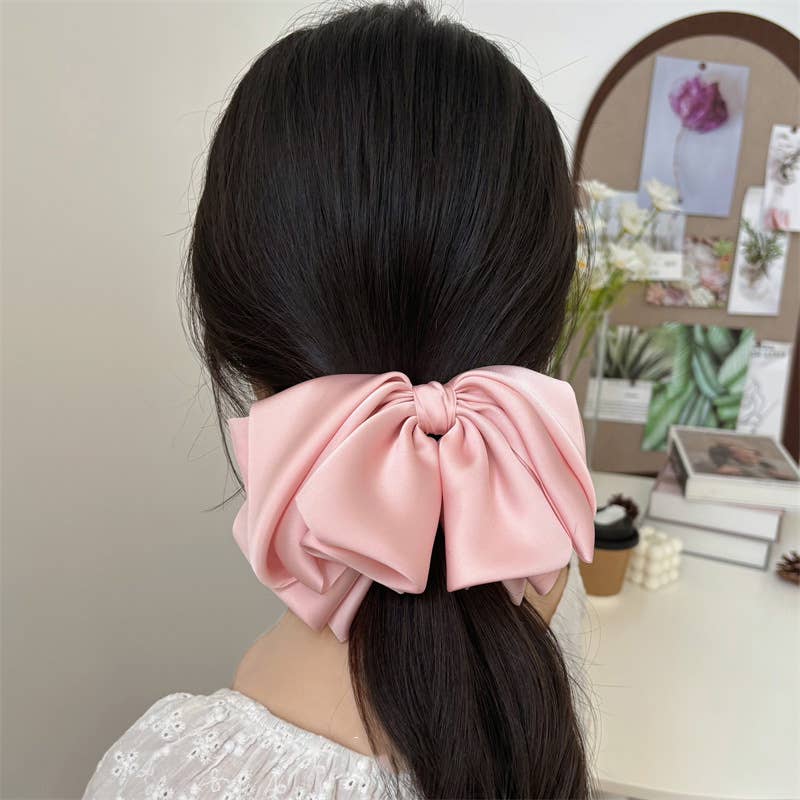 French vintage style big bow hair clip in black