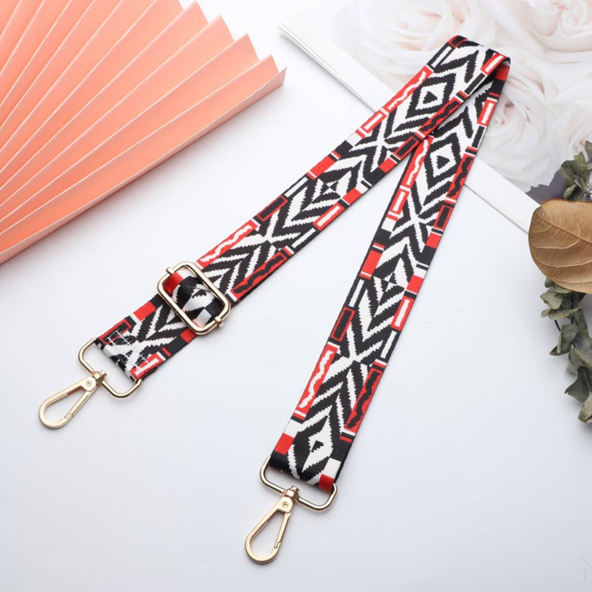 WOMEN COLOR GEOMETRIC STRIPES ADJUSTABLE BAG STRAP