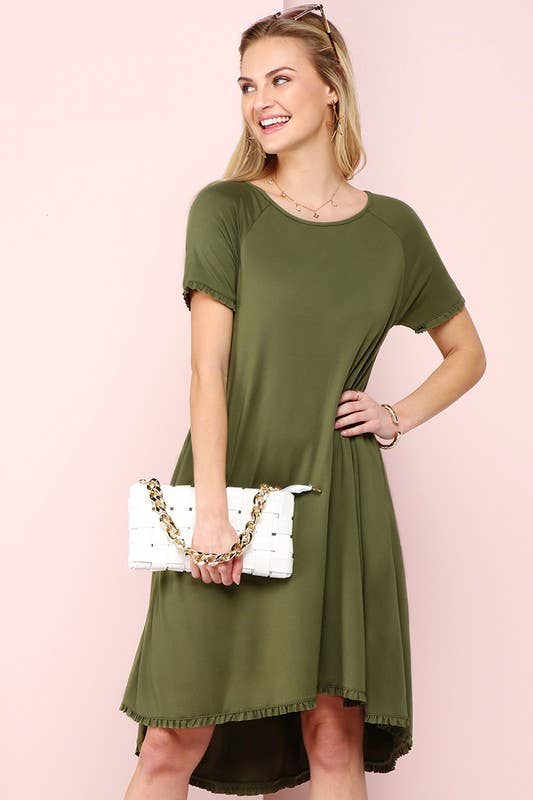 CWDSD10416_RUFFLE DETAIL DRESS WITH SIDE POCKET