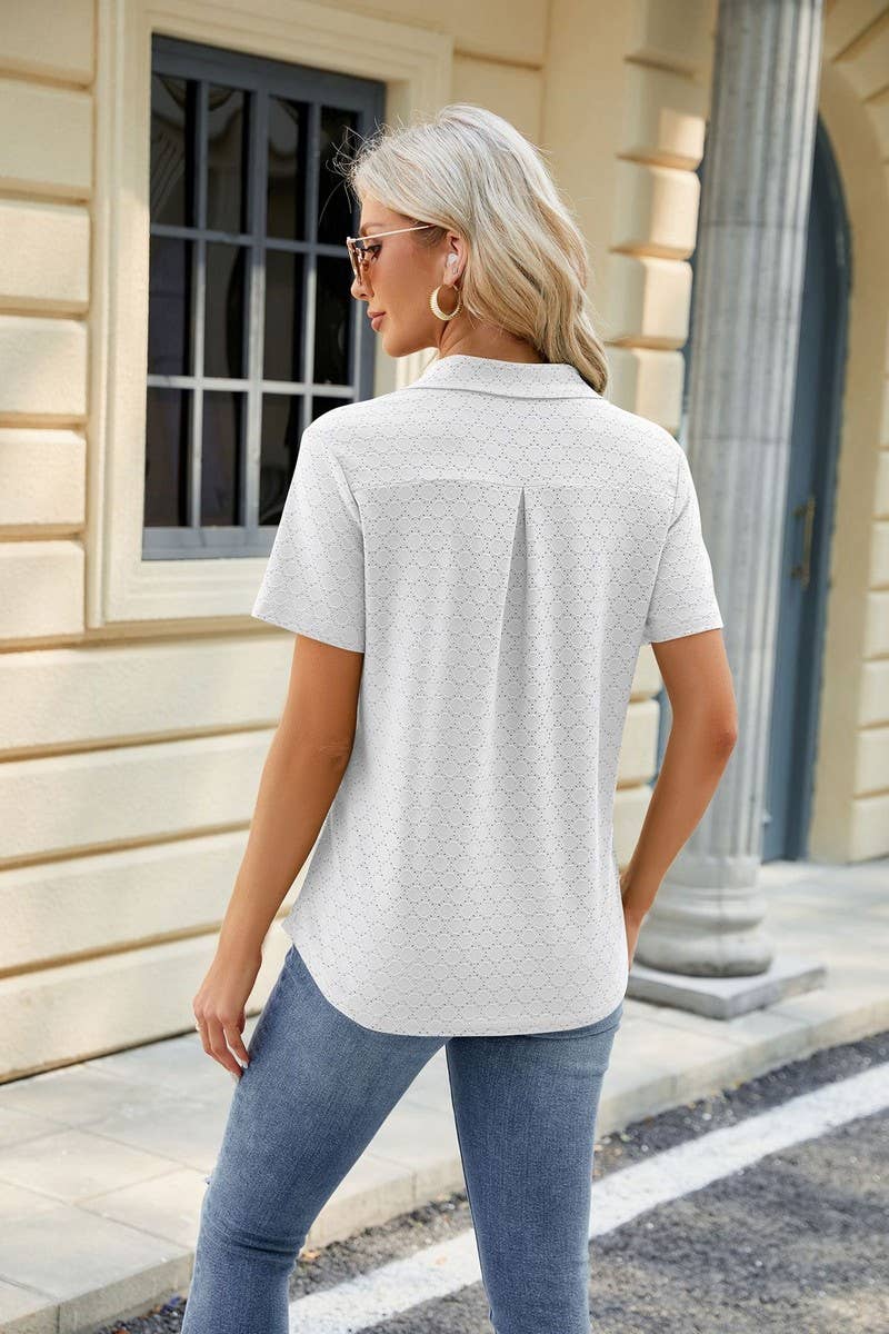 LAPEL POCKET PURE COLOR LEISURE T SHIRT_CWTSTS0189