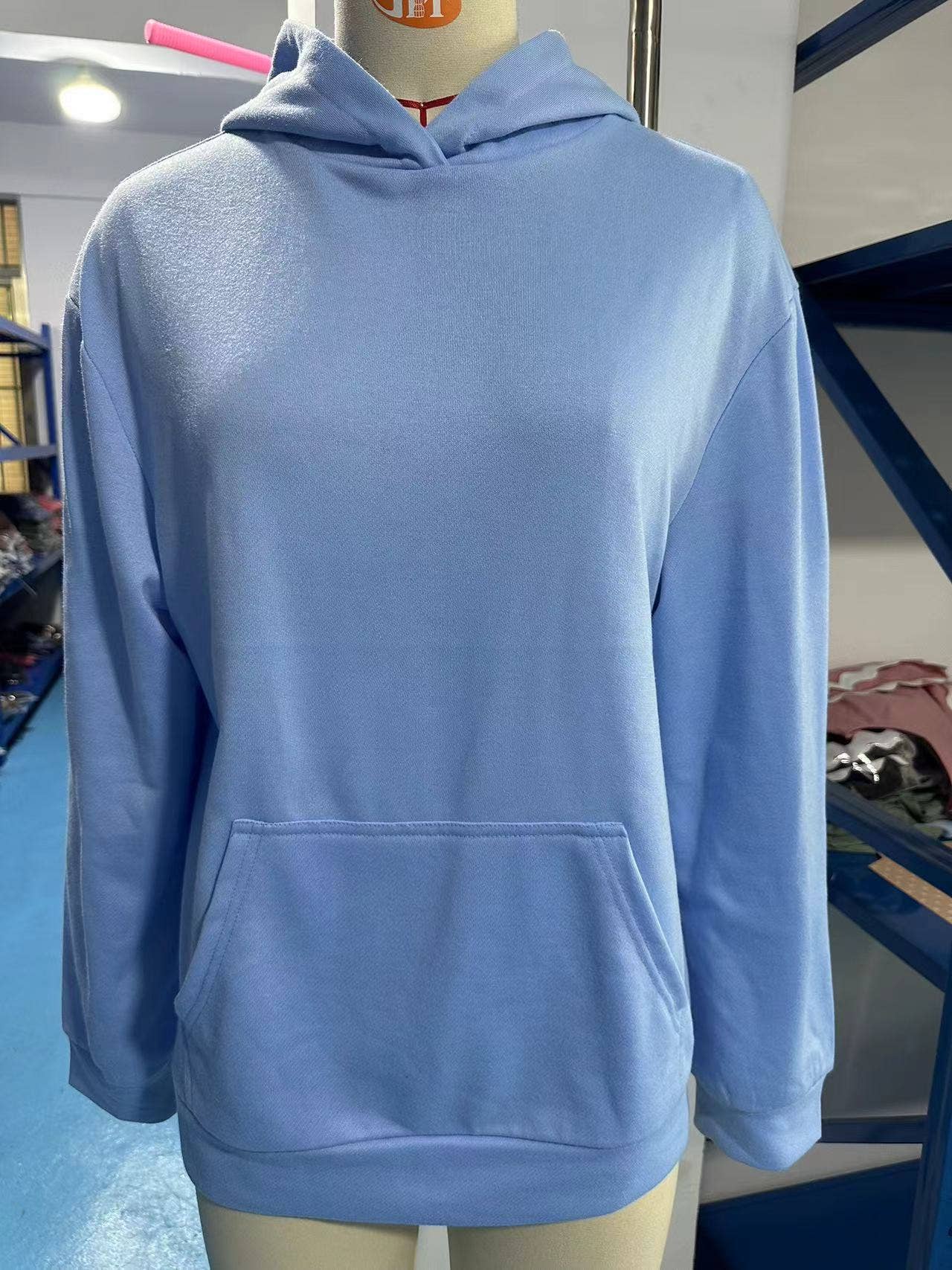 CASUAL HOODED POCKET HOODIE SOLID COLOR TOP_cwtstl1553