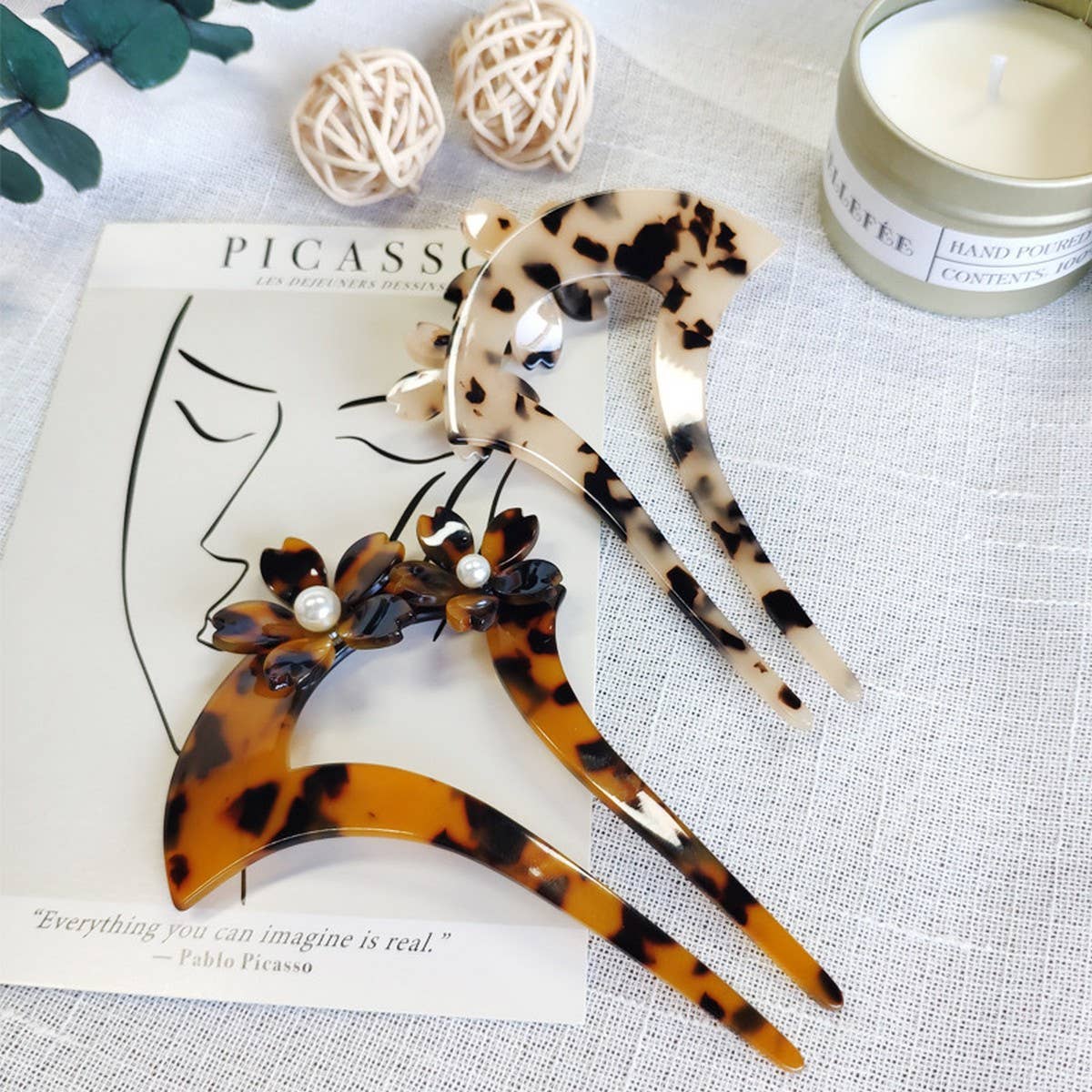 U-SHAPED ACETATE HAIRPIN TORTOISE SHELL HAIRPIN