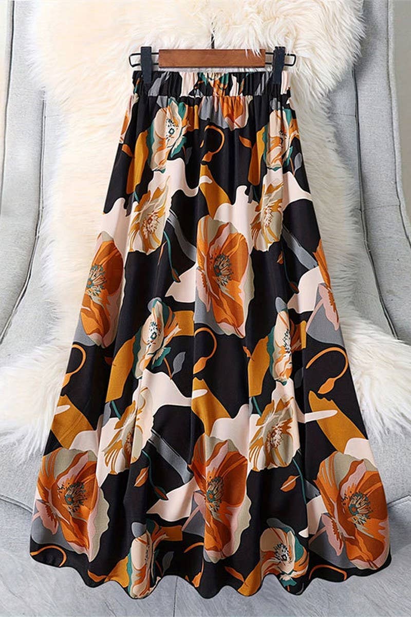 CWBLS0439_SUMMER SLIGHTLY TRANSPARENT COMMUTER PRINTED SKIRT