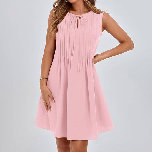 Fashionable short sleeveless vacation dress