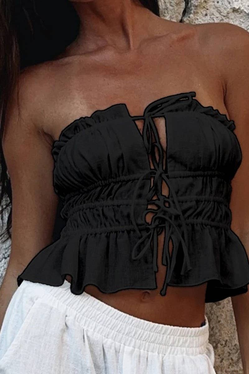 CWDTD0398_NAVEL-BARING SLIM-FIT VEST WITH DRAWSTRINGS TOP