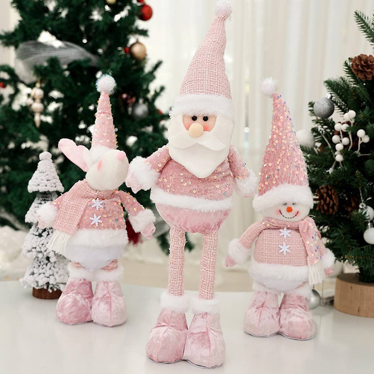 CWMM9398_RETRACTABLE PINK DOLL CHRISTMAS WINDOW DECORATION
