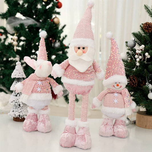 CWMM9398_RETRACTABLE PINK DOLL CHRISTMAS WINDOW DECORATION