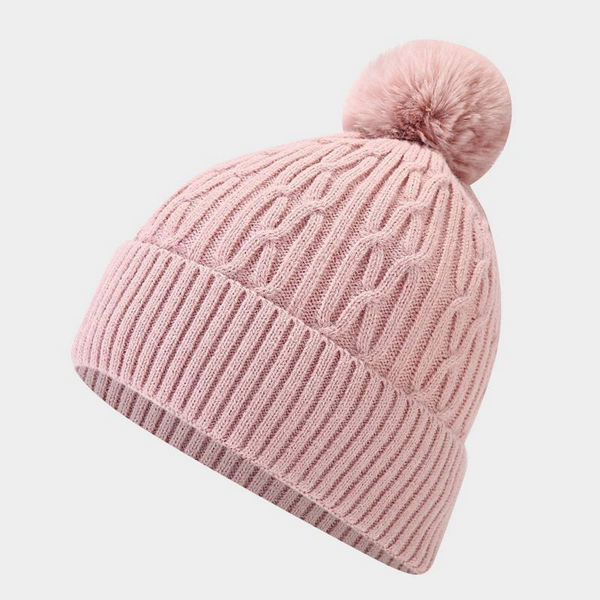 OUTDOOR THICK WARM WOOL BALL KNITTED HAT_CWAH1610