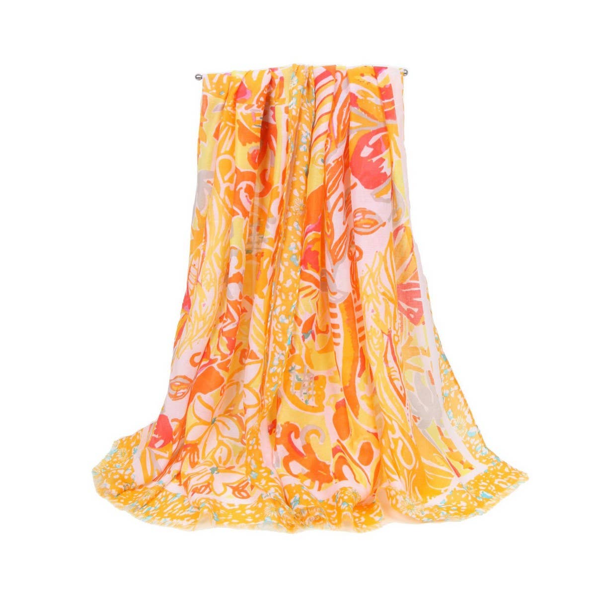 UV Protection Silk Scarf - Floral Beach Shawl