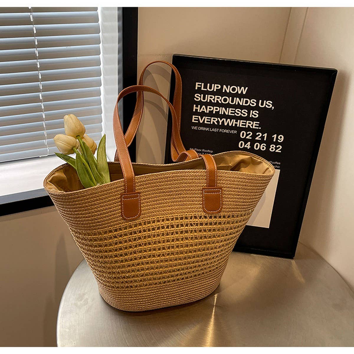 TEMPERAMENT HOLLOW WOVEN BEACH BAG_CWAB2315