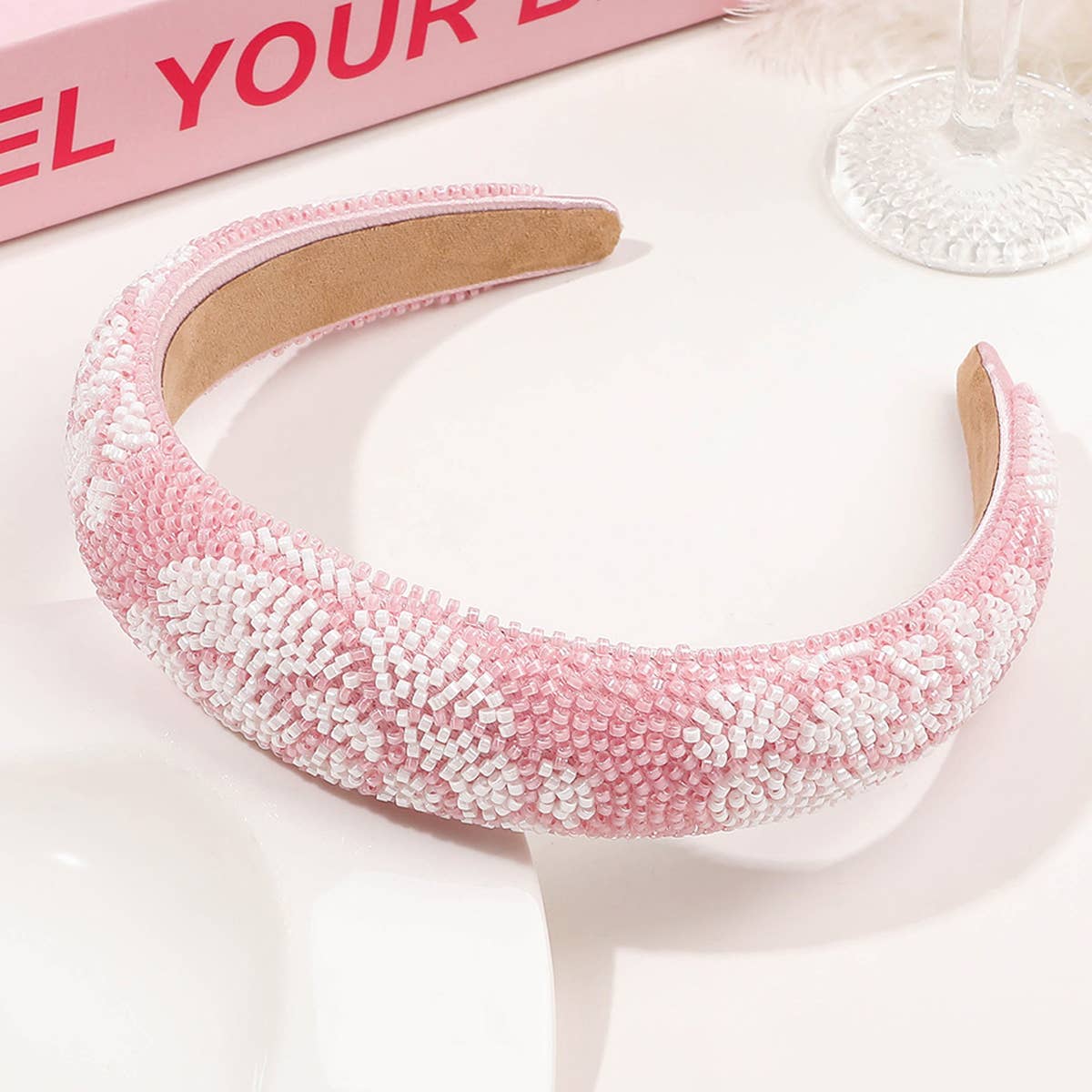 FULL DIAMOND RICE BEAD HEART HEADBAND
