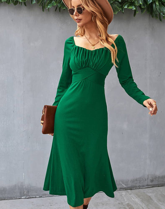 SOLID COLOR BASE DRESS FRENCH ROMANTIC DRESS