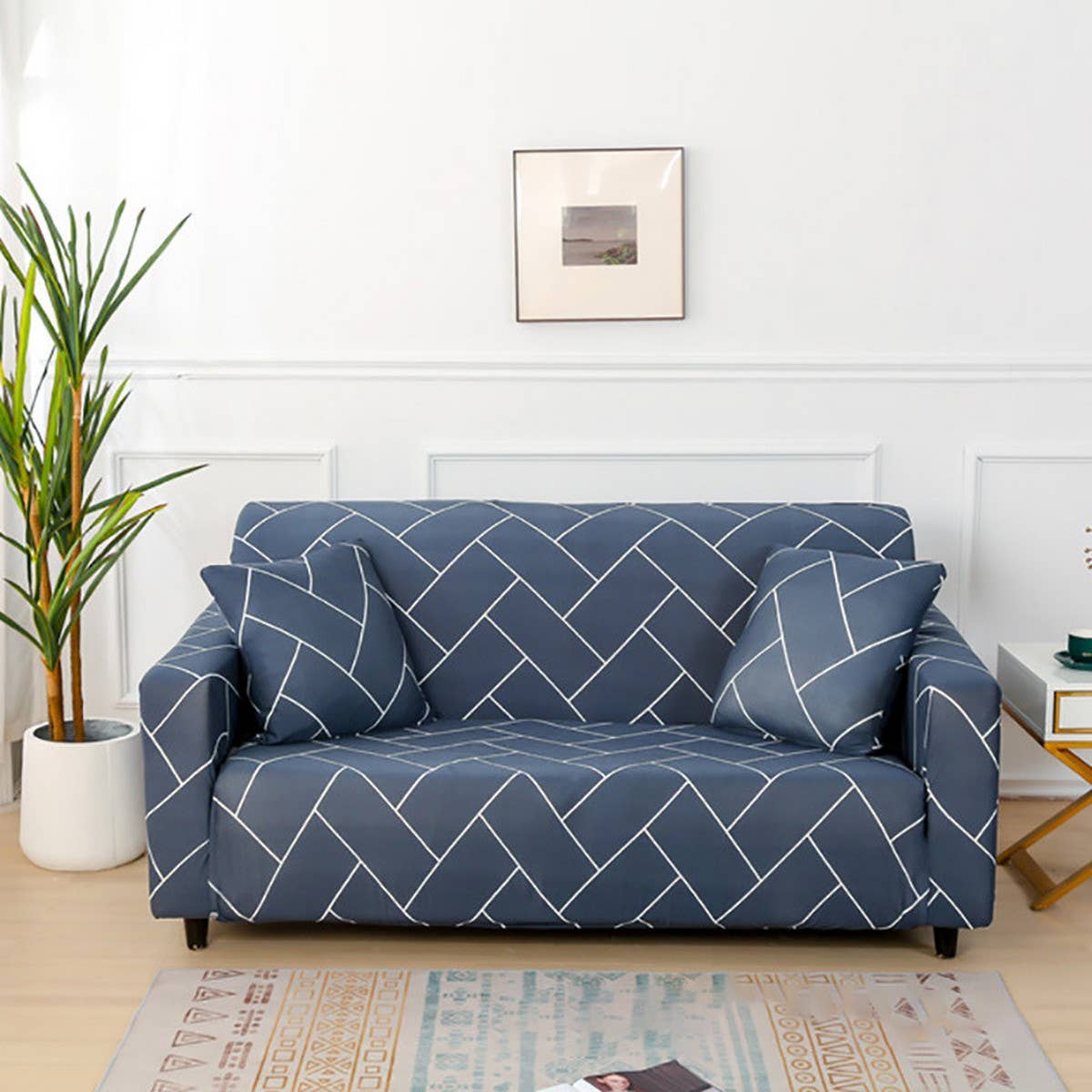 Modern Knit Sofa Cover, Stretch Fit, Solid Color