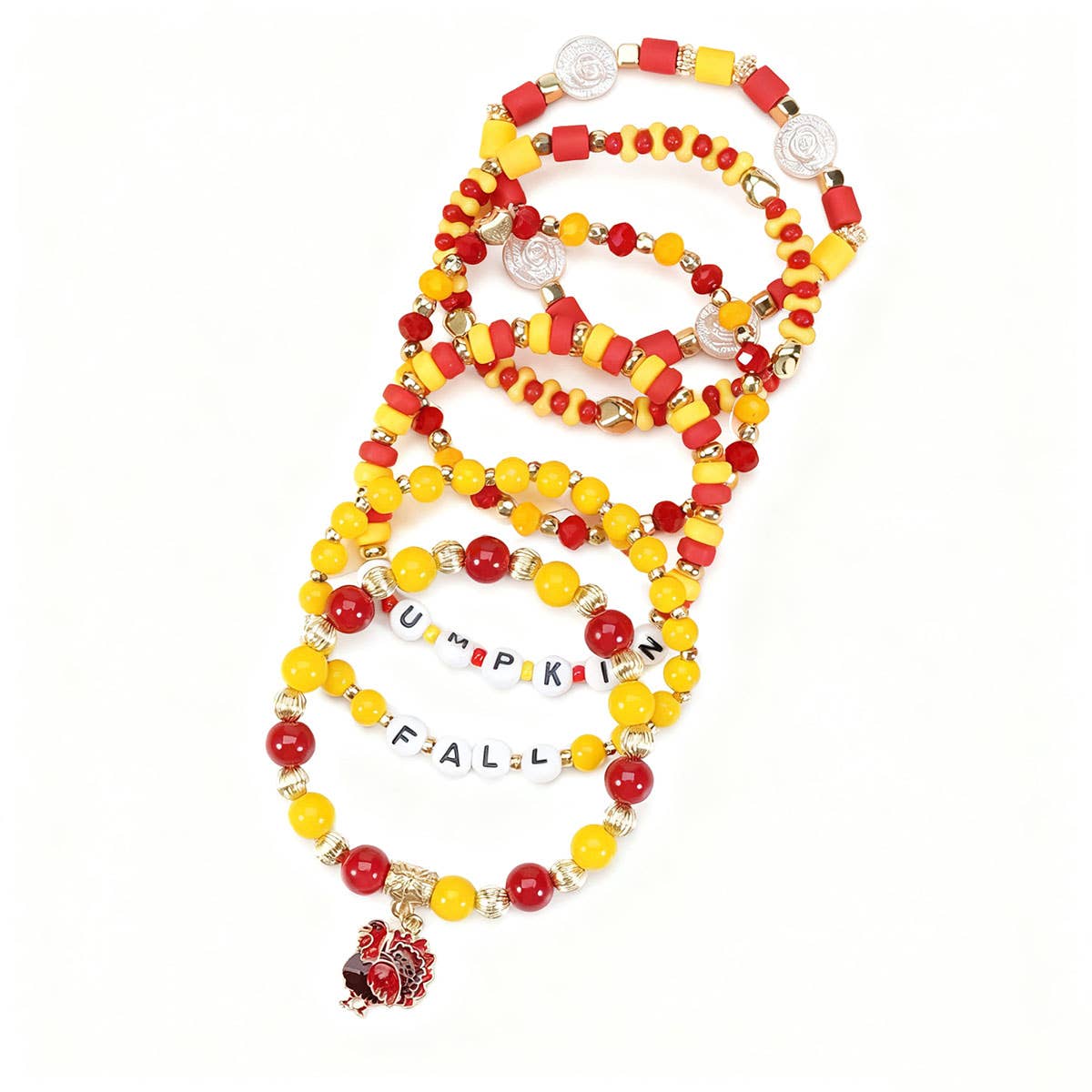 CWAJE05711_THANKSGIVING PUMPKIN TURKEY MAPLE LEAF BRACELET