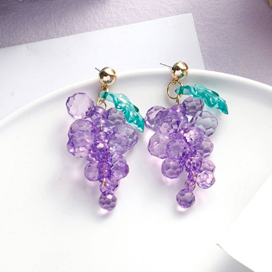 Purple simple and fresh floral stud earrings