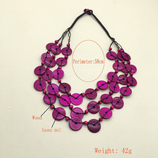 ETHNIC STYLE WOODEN BEADS HAND-WOVEN NECKLACE_CWMM4729