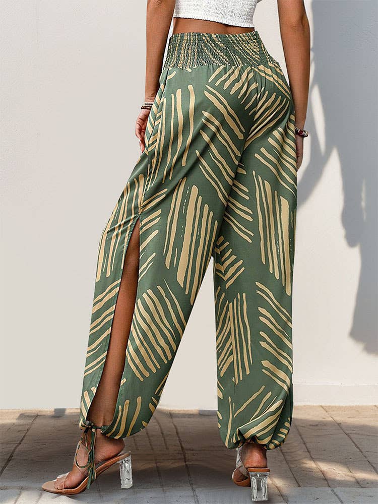 SPLIT BOHEMIAN WAIST SKINNY PANTS
