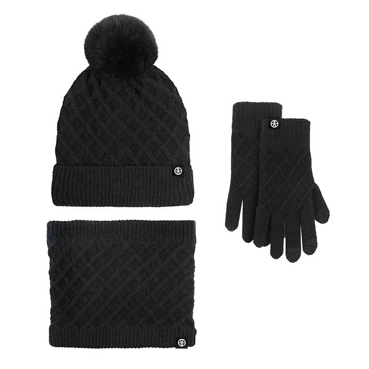 WINTER WARM WOOL HAT SCARF GLOVES THREE-PIECE SET