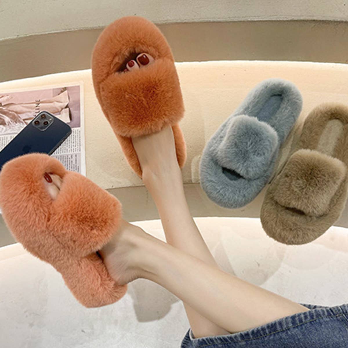 WEAR A THICK BOTTOM OF PLUSH SLIPPERS OUTSIDE