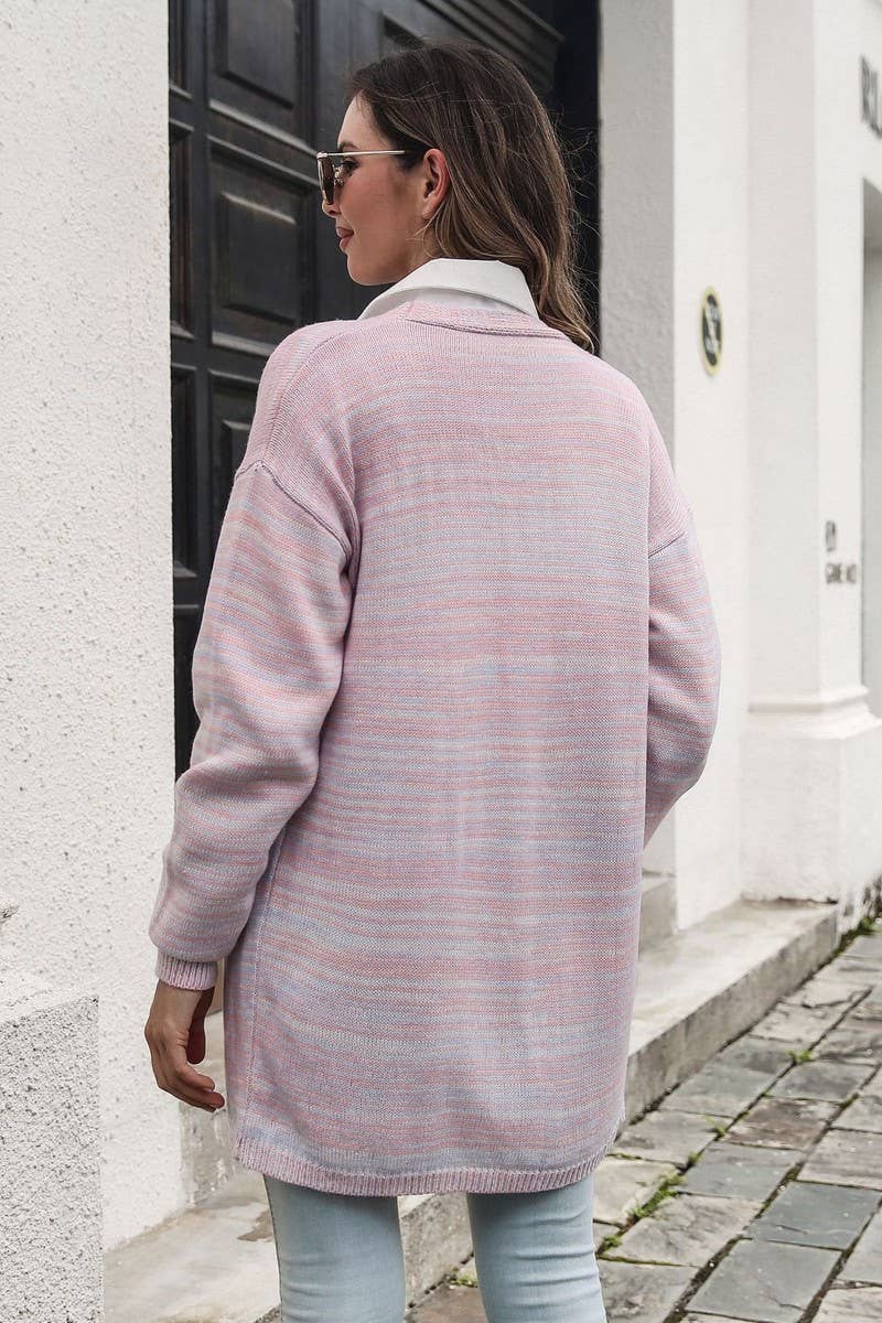 CWOCAL1261_OMBRE LONG KNIT CARDIGAN SWEATER