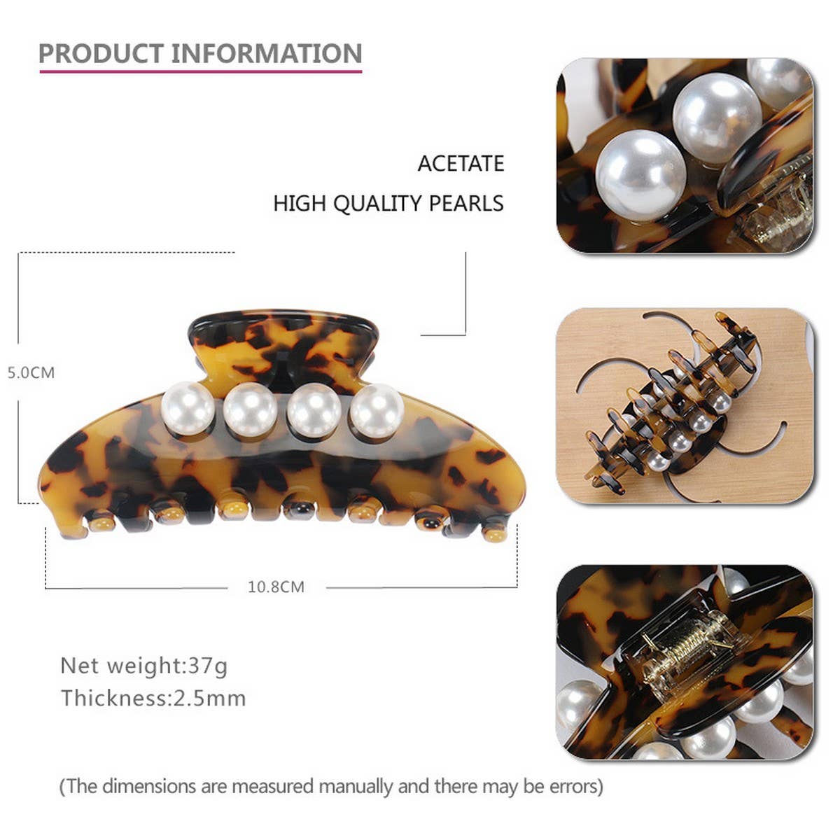 ACETATE CLAW CLIP LARGE HAIR CLAW SHARK CLIP_CWAHA4325