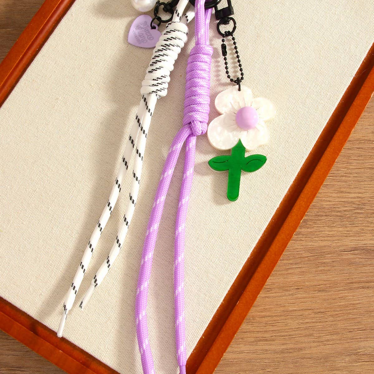 Colorful Acrylic Flower Keychain with Pearls