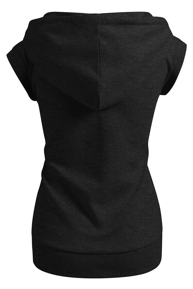 KWOHOSL003_Sleeveless Hoodies Basic Hoodie Zip Up