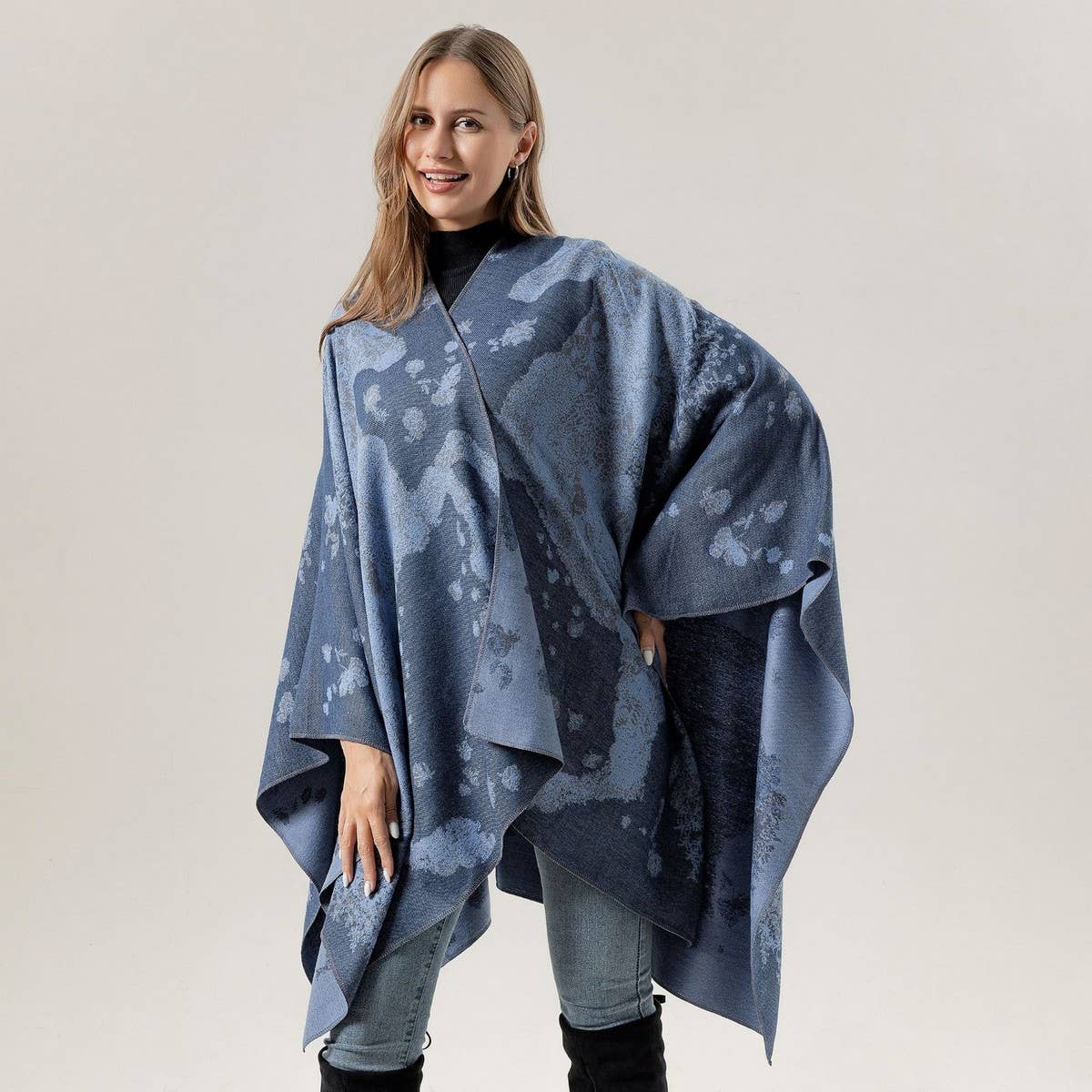 HORSE PATTERN SHAWL VERSATILE JACQUARD SLIT CAPE