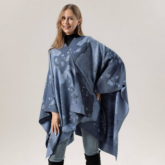 HORSE PATTERN SHAWL VERSATILE JACQUARD SLIT CAPE