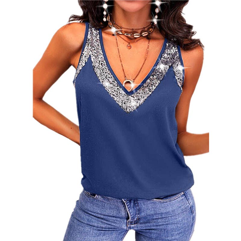 Solid color beaded sleeveless vest