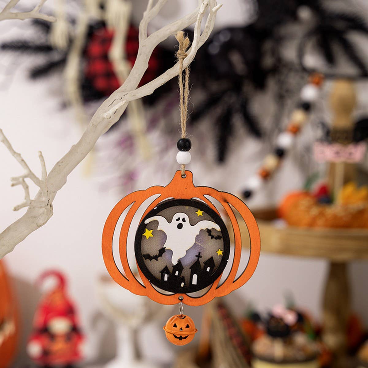CWMM10263_3PCS HALLOWEEN LED WOODEN PUMPKIN HANGING DECOR