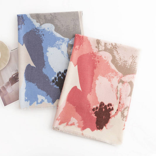 Floral Print Faux Cashmere Scarf for Women