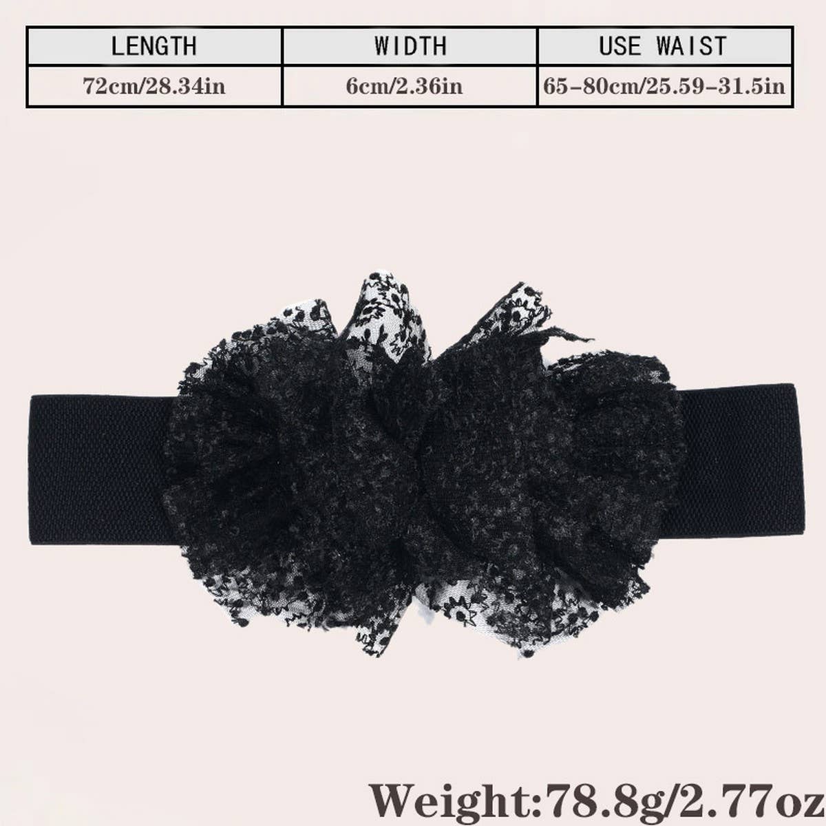 Oversized Tulle Flower Elastic Belt for Women_CWMM6423