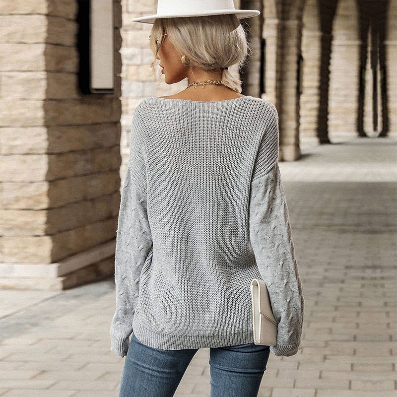 Solid color slouchy sweater lady