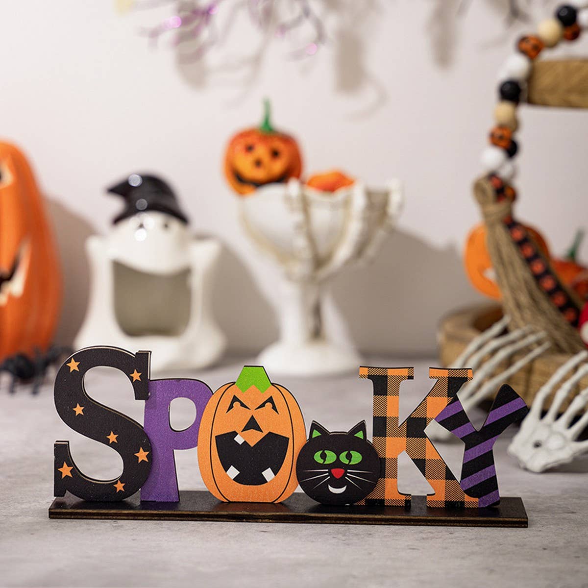 CWMM10265_HALLOWEEN WOODEN LETTER TABLETOP DECORATION