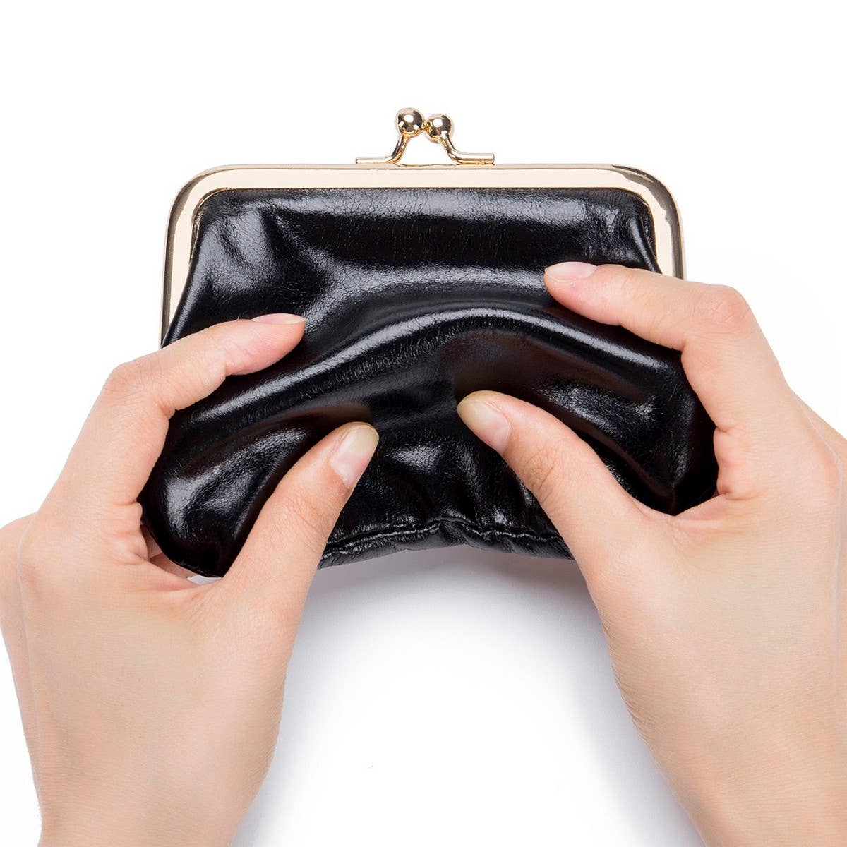 VINTAGE SHORT GOLD CLIP BAG MINI LEATHER WALLET_CWAB3749