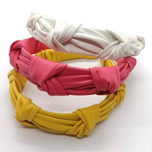 Pastel Morandi PU Leather Knot Headband_CWAHA6342