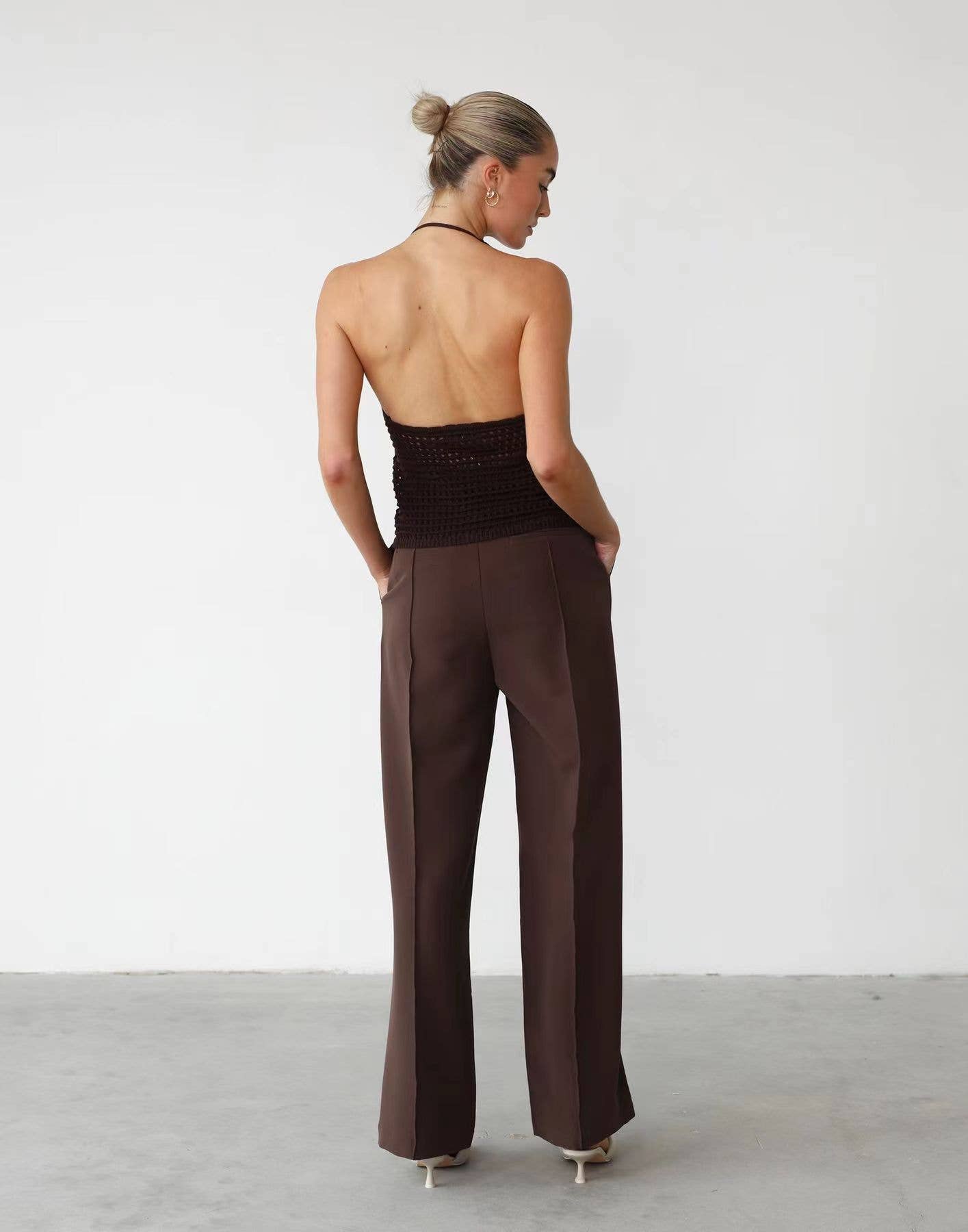 SEXY COMFORTABLE PICK HOLE CARDIGAN HALTER TOP